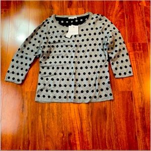 3/4 sleeve polka dot sweater
